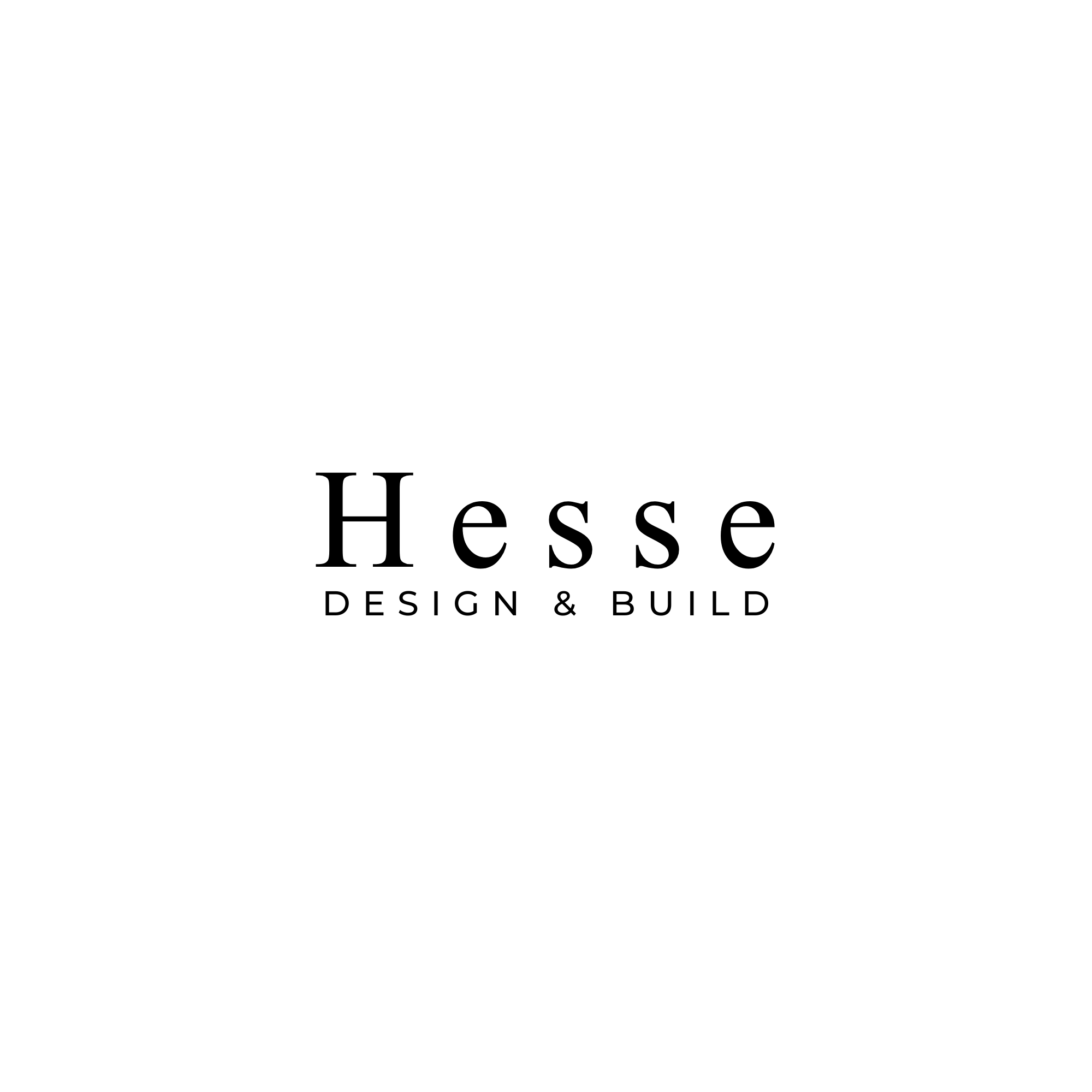 Black and white logo for Hesse Design & Build featuring a house silhouette, representing custom architecture and construction administration in Hawai'i.