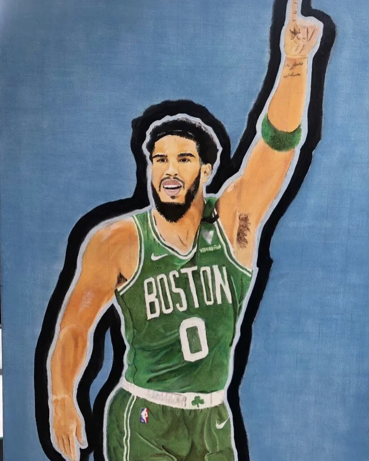 Jayson Tatum Painting Portrait🤩🖌🎨 Finished and Done😇😪 @jaytatum0 
Who should I paint next? 
-Follow my tiktok @elijah.arts_ 

#painting #artistoninstagram #artworld #artwork #creativearts #oilpainting #acrylicpainting #artistontiktok #NBA #house