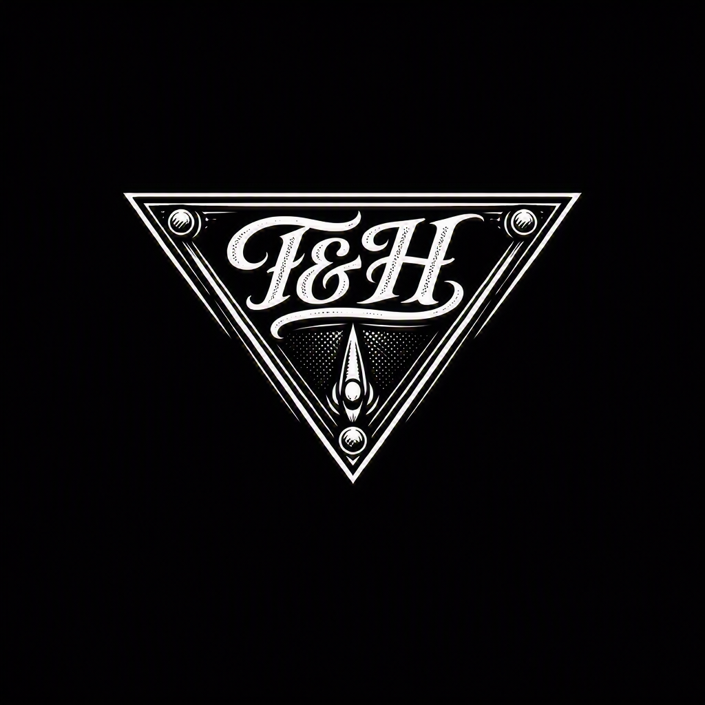 A black background with a white, illuminated triangle logo containing the text "T&H" in fancy lettering.