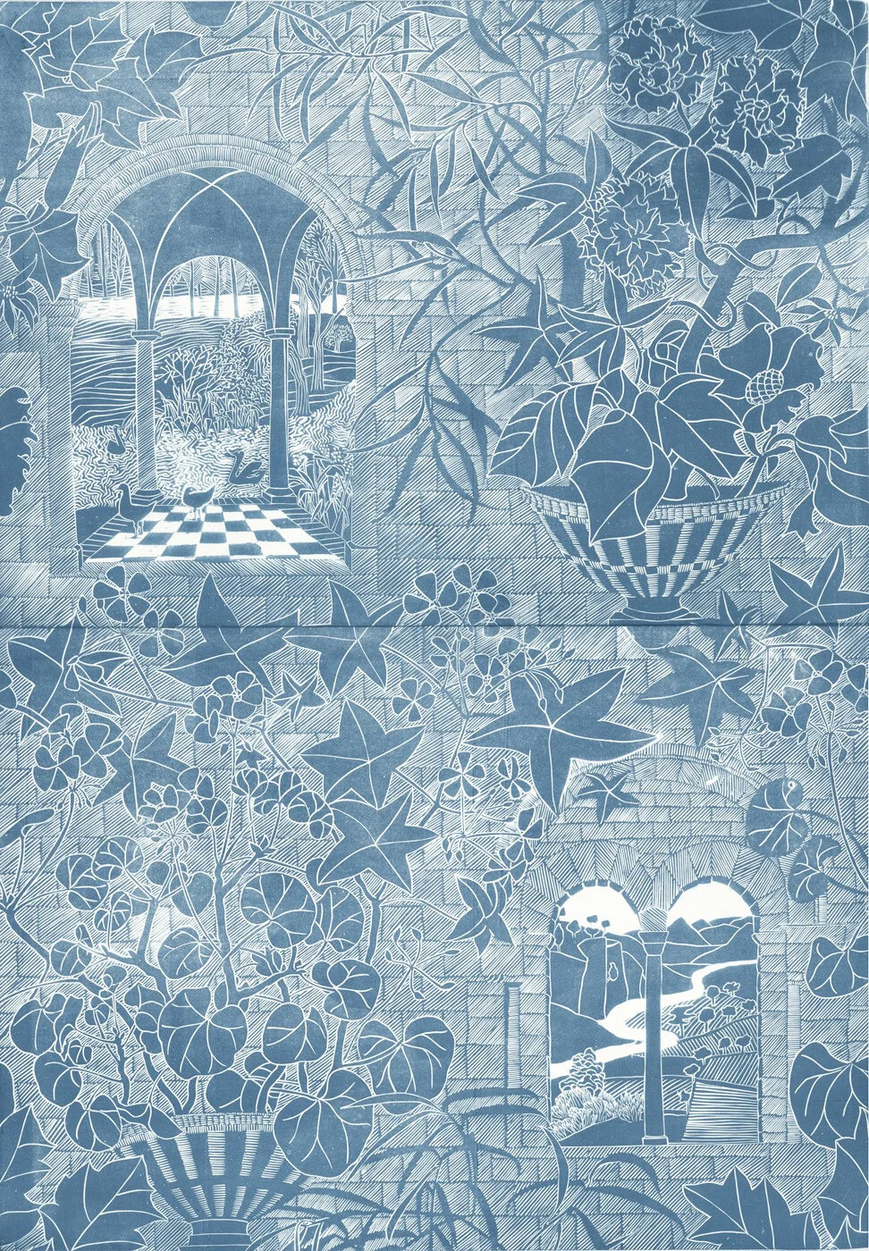 Geranium | Hand Block in Denim HB05