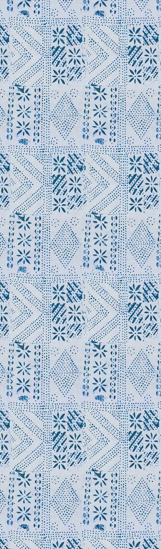 Adiré Geo in Pale Indigo  |  full repeat  |  V 72.8”   H 21.25”
