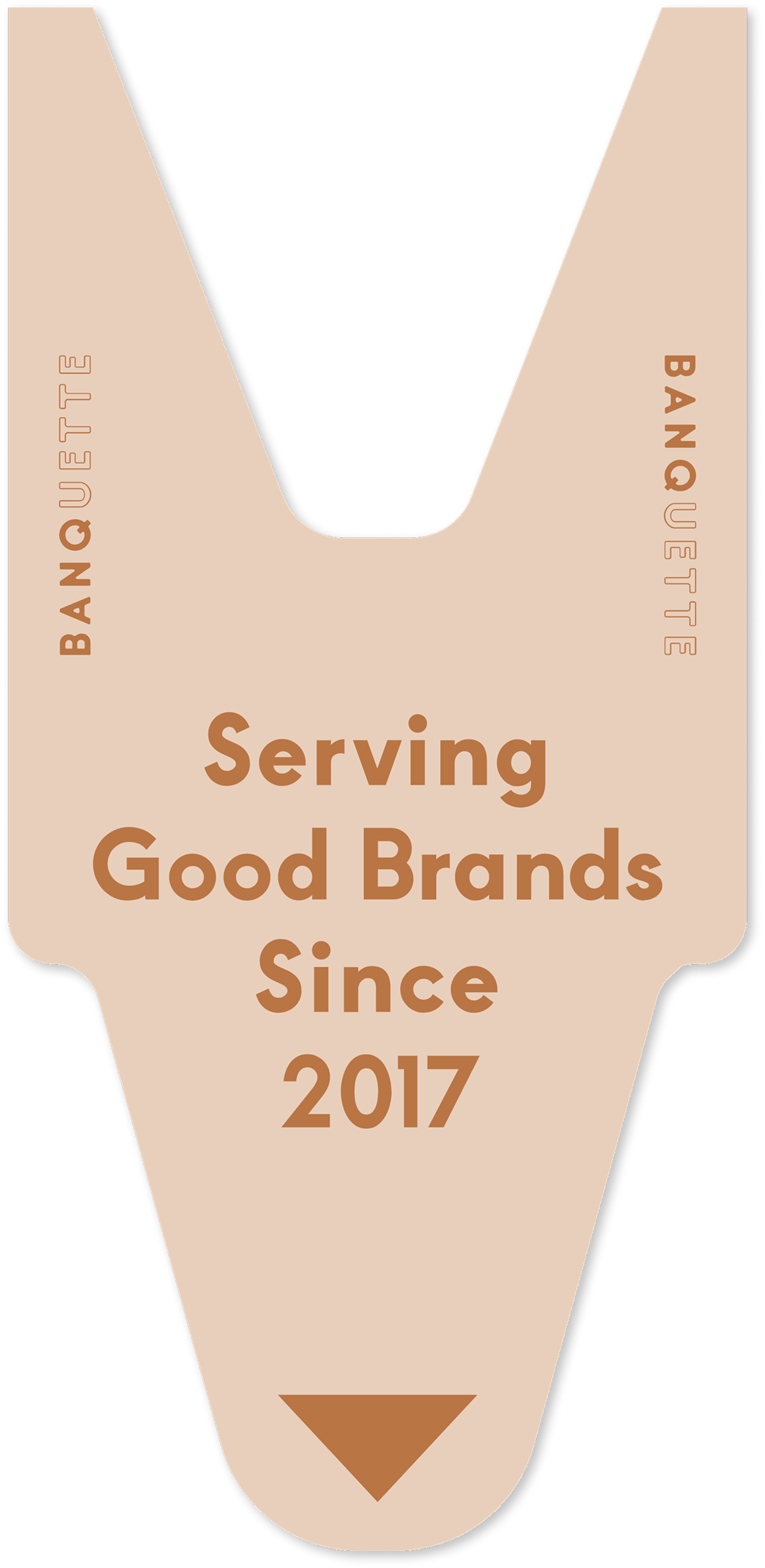 Banquette tear tab brand mark