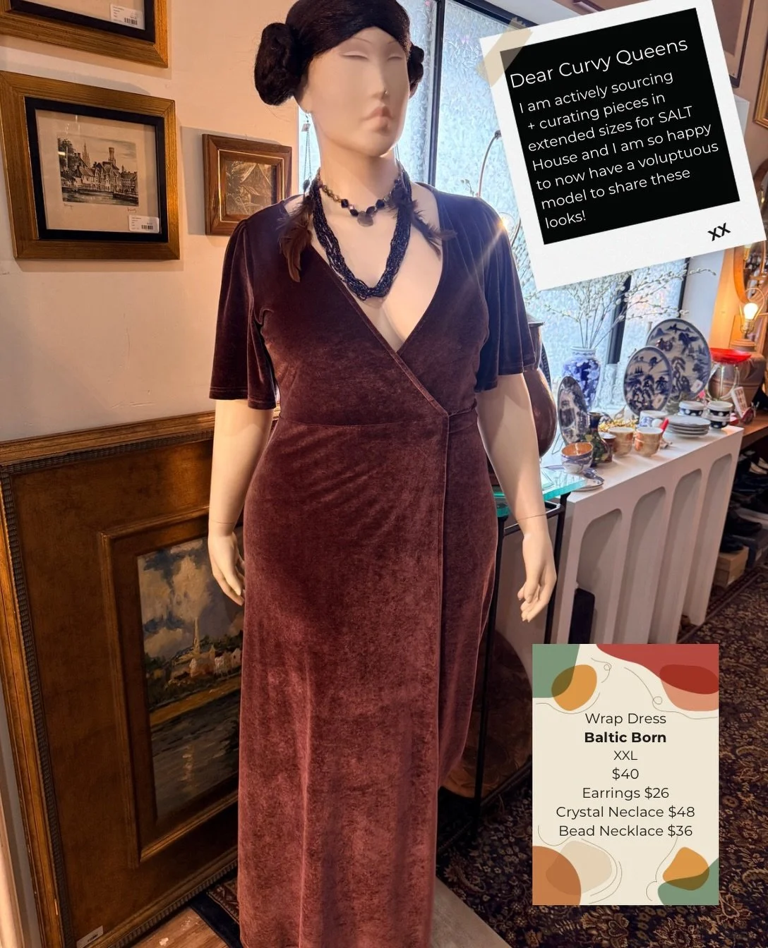 Sometimes you just want to shop for dresses while wrapped like a burrito in a soft blanket, rotting on the couch, binge watching murder docs.

We listen and we don&rsquo;t judge!

Basic info is included on each image. If you want additional pics or m