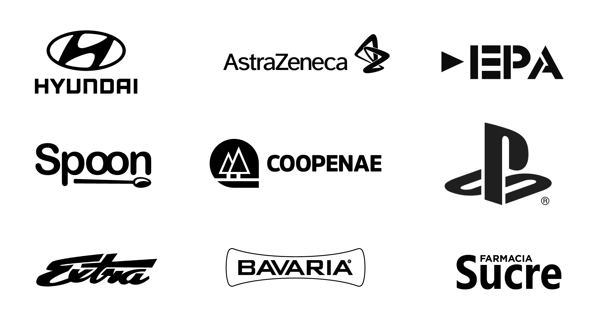 Collection of logos from Hyundai, AstraZeneca, EPA, and PlayStation.