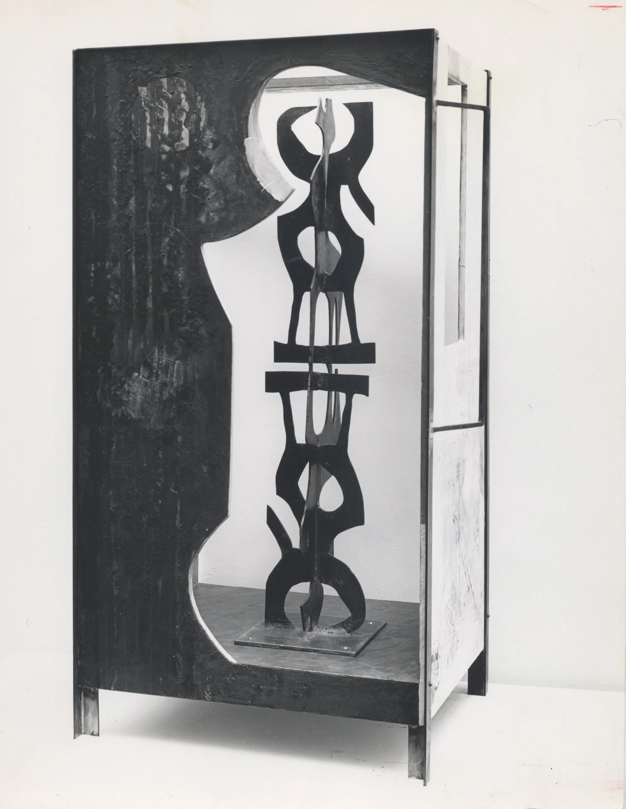  Encaustic Box 
 1955
 Wood and steel
 39 1/16 x 25 x 16 in. (99.2 x 63.5 x 40.6 cm)
 Collection of the WIlliam H. Calfee Foundation