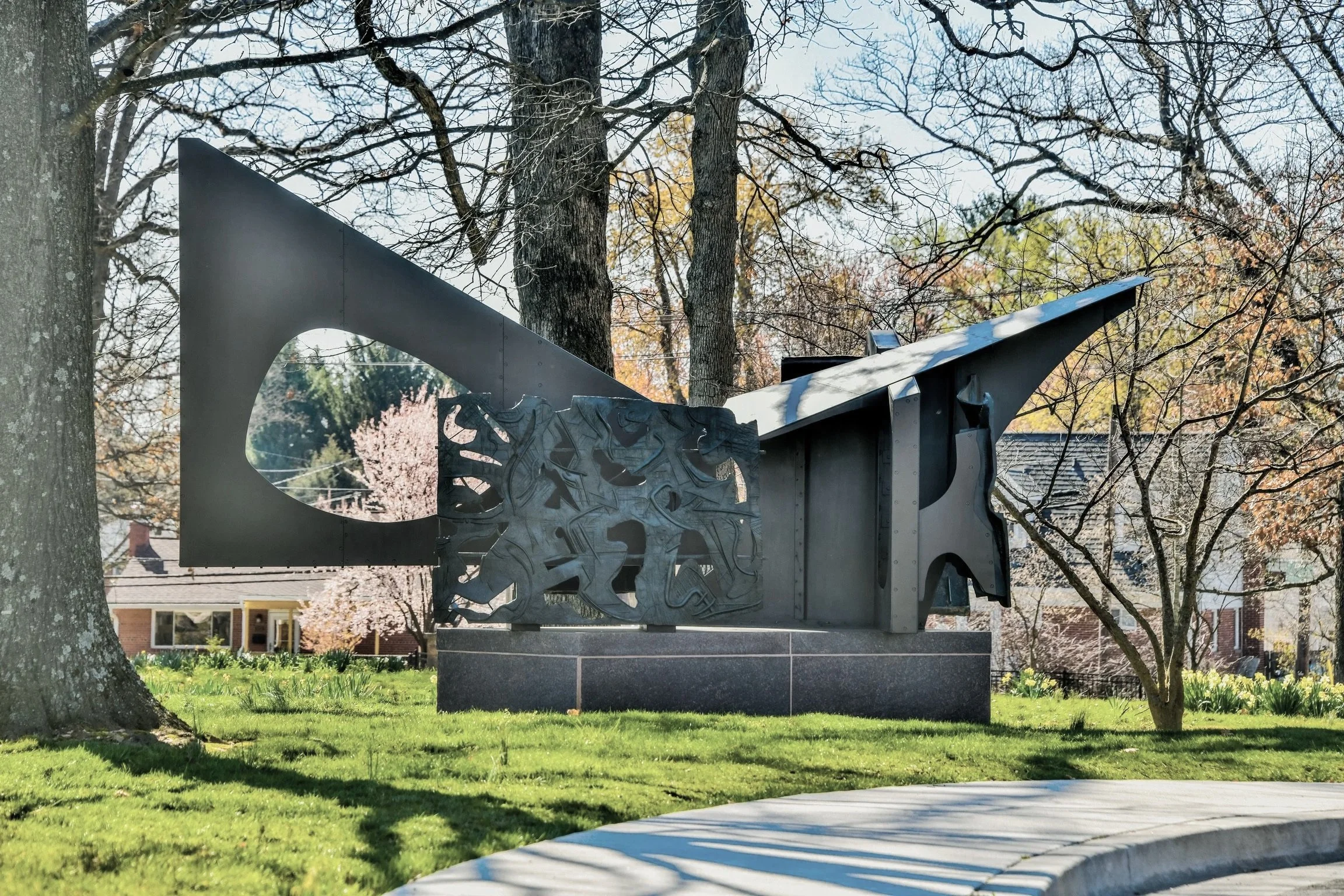  Untitled 
 1981
 Bronze, brass and granite
 110 x 204 x 114 in. (279.4 x 518.2 x 289.6 cm)
 Collection of the City of Rockville, Maryland, 1981