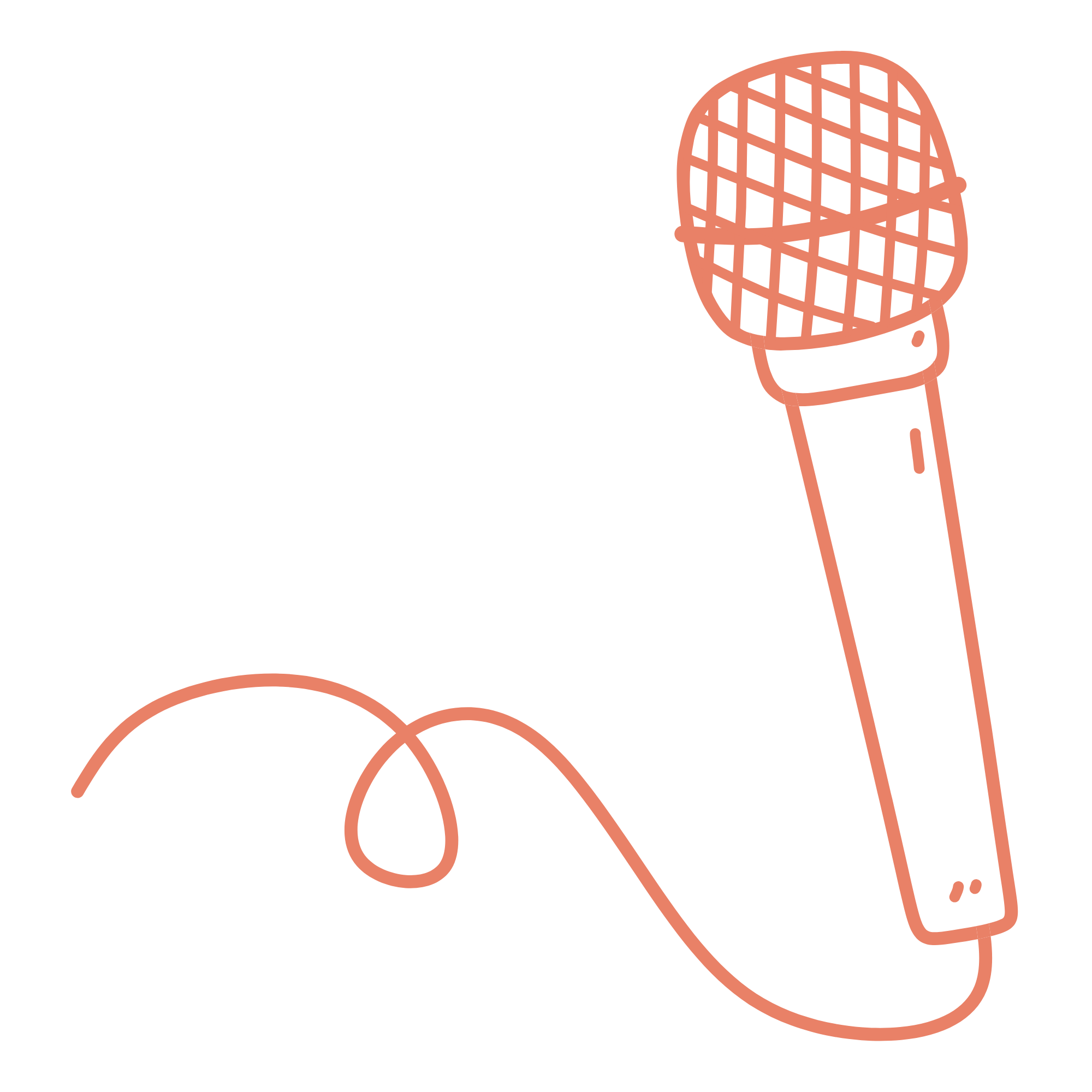 Illustration of a hand holding a net with a globed grid pattern, representing global communication or connectivity.