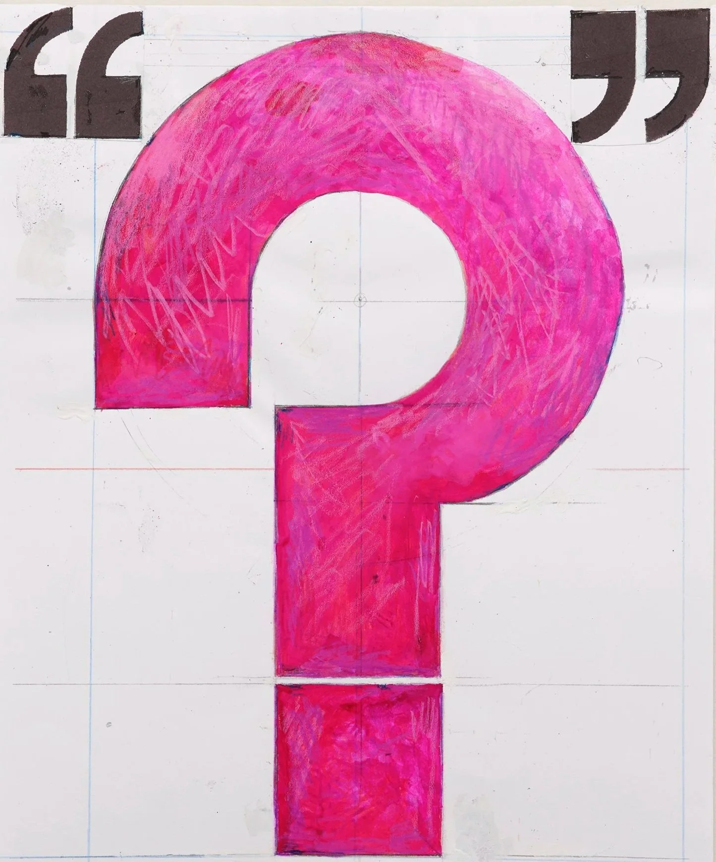 "?", 2021,
colored pencil, graphite, ink, and rubber cement on paper, 11 x 8 1/2 inches