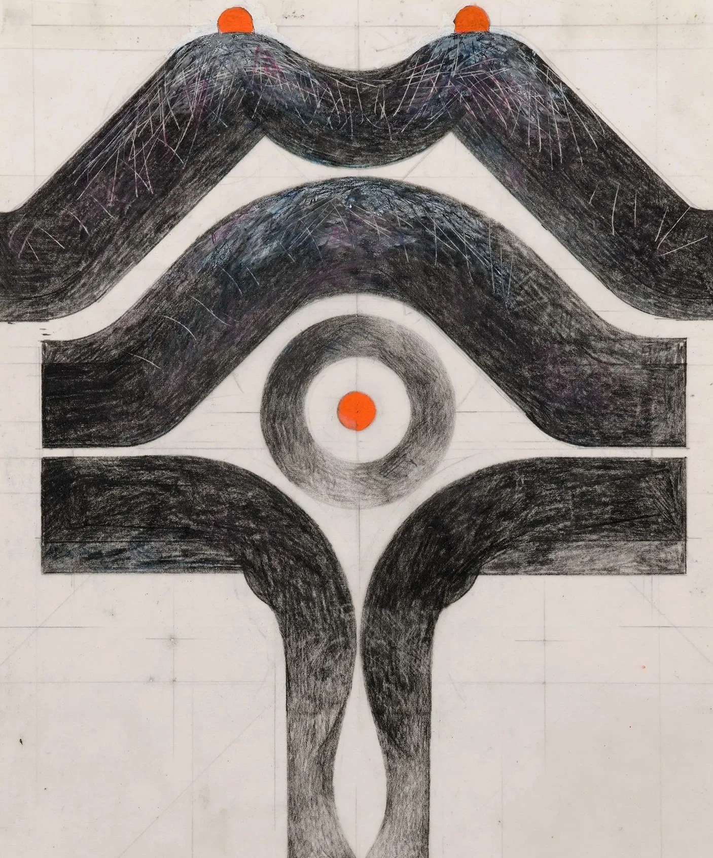 "May May Not Knot," 2019,
colored pencil, ink, graphite, whiteout, and rubber cement on paper, 11 x 8 1/2 inches