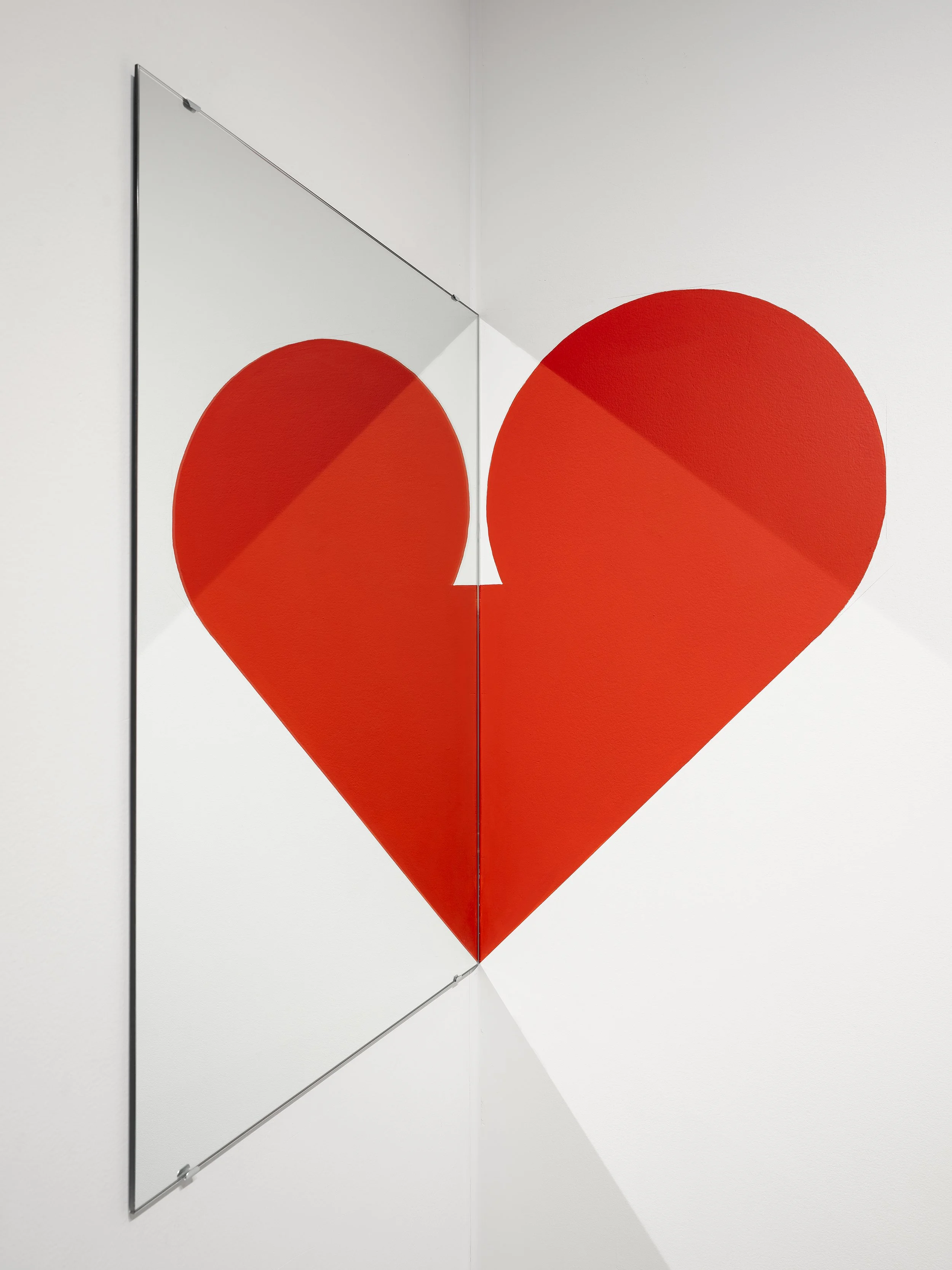 "Heart & Mirror Supergraphic," 1965–ongoing,
acrylic paint and mirror, 40 × 30 inches