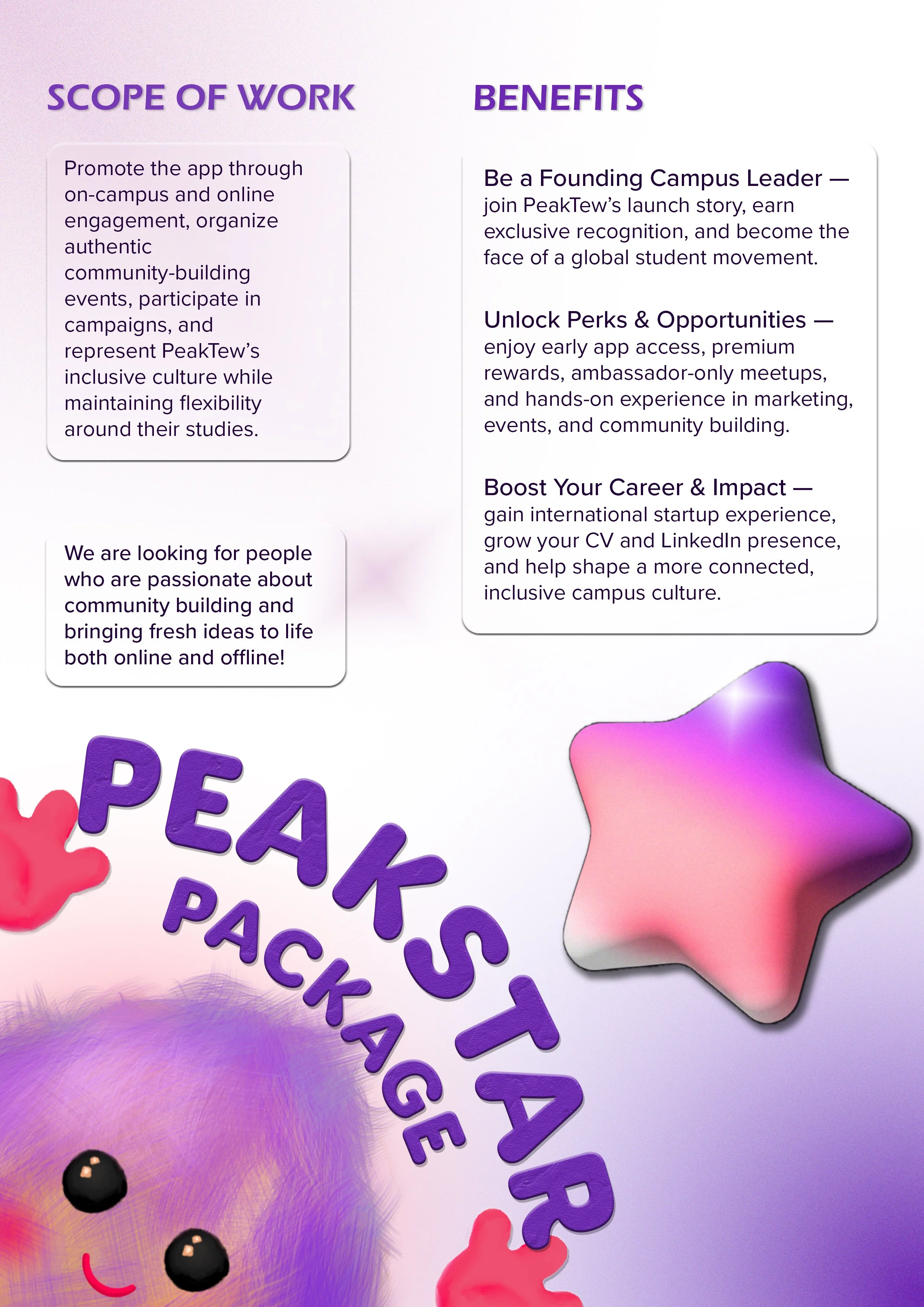 Digital and physical marketing poster for recruitment.