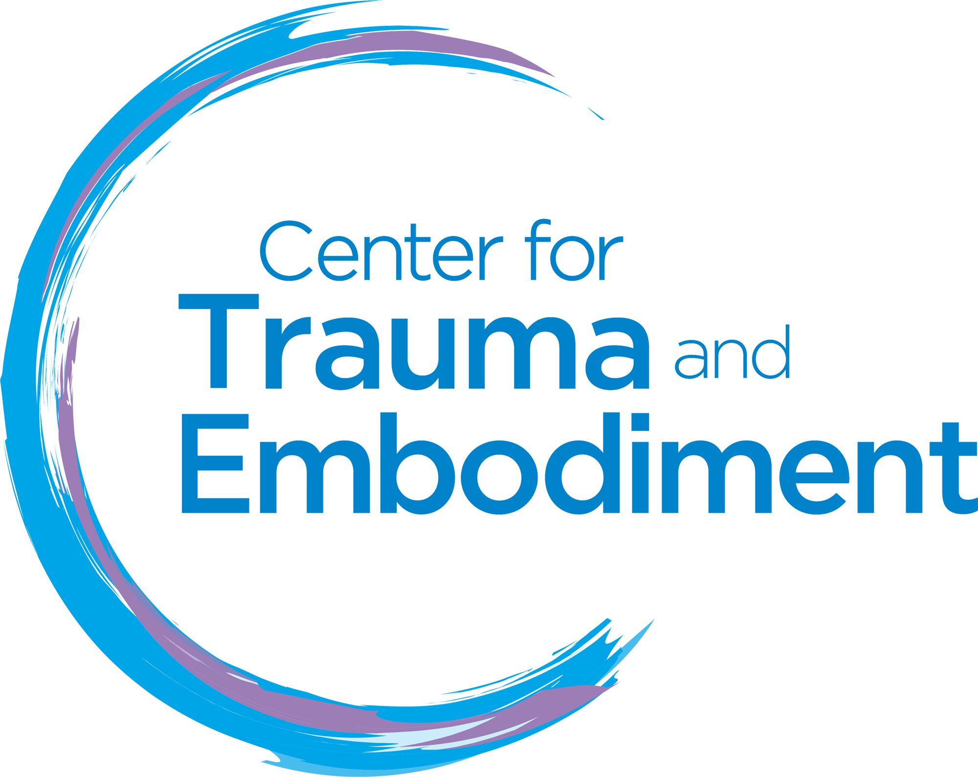 Logo with a circular brush stroke design and text that reads 'Center for Trauma and Embodiment'