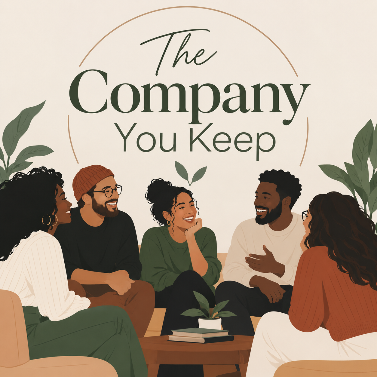 Diverse group of adults in conversation for The Company You Keep, an A.M.L. community experience focused on adult friendship and connection.