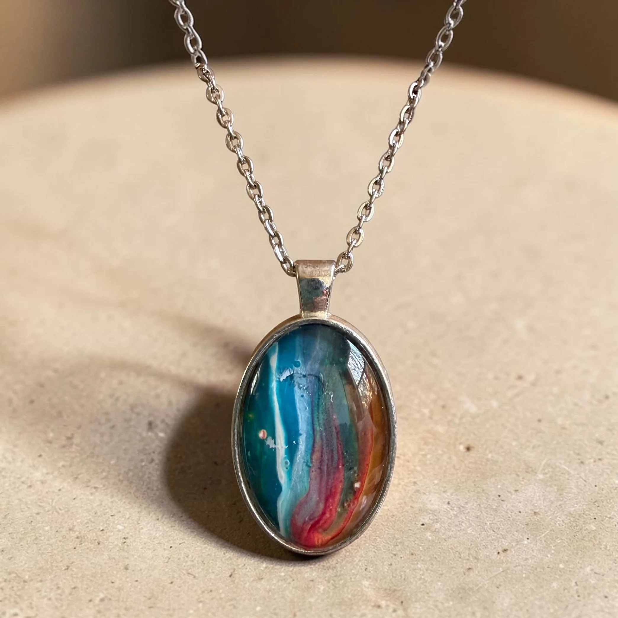 Pour Painting Oval Pendant Necklace
$35