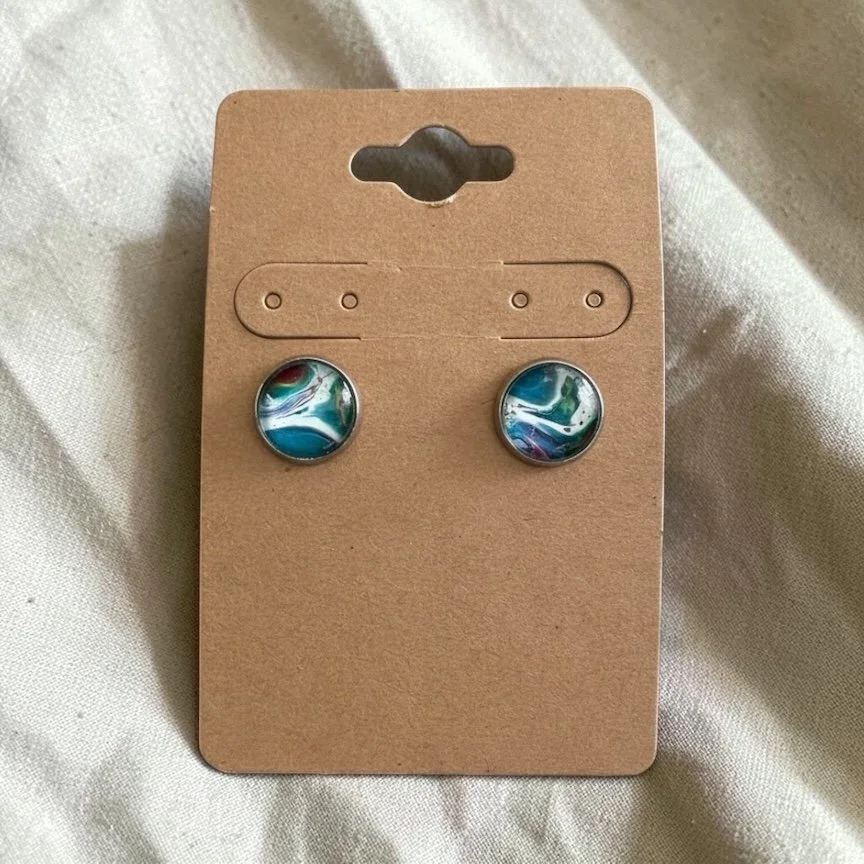 10mm Stud "Pour Paintings" Stainless Steel Earrings.
$20