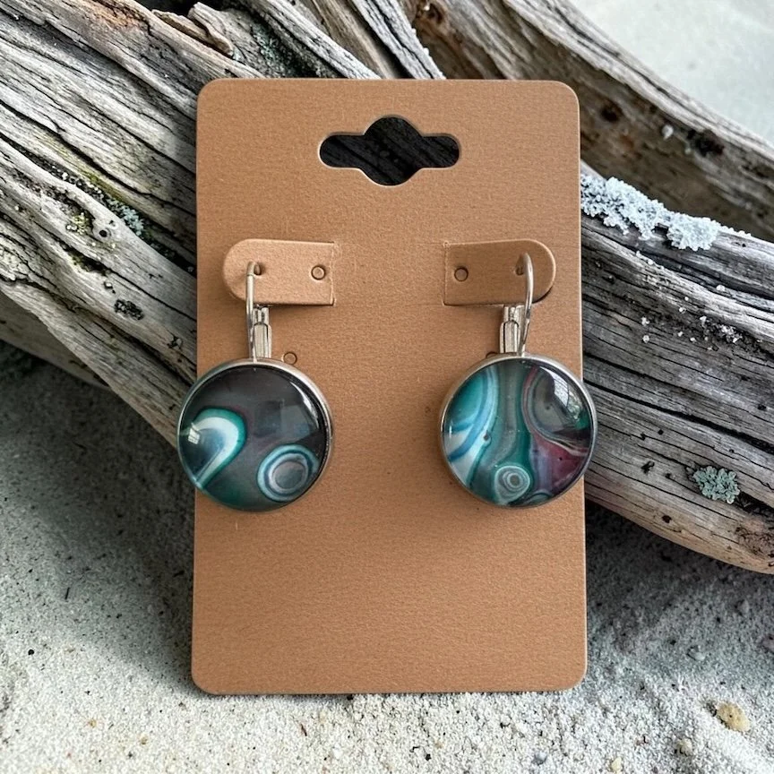 12mm Drop Pour Painting Earrings with Stainless Steel Hooks
$35
