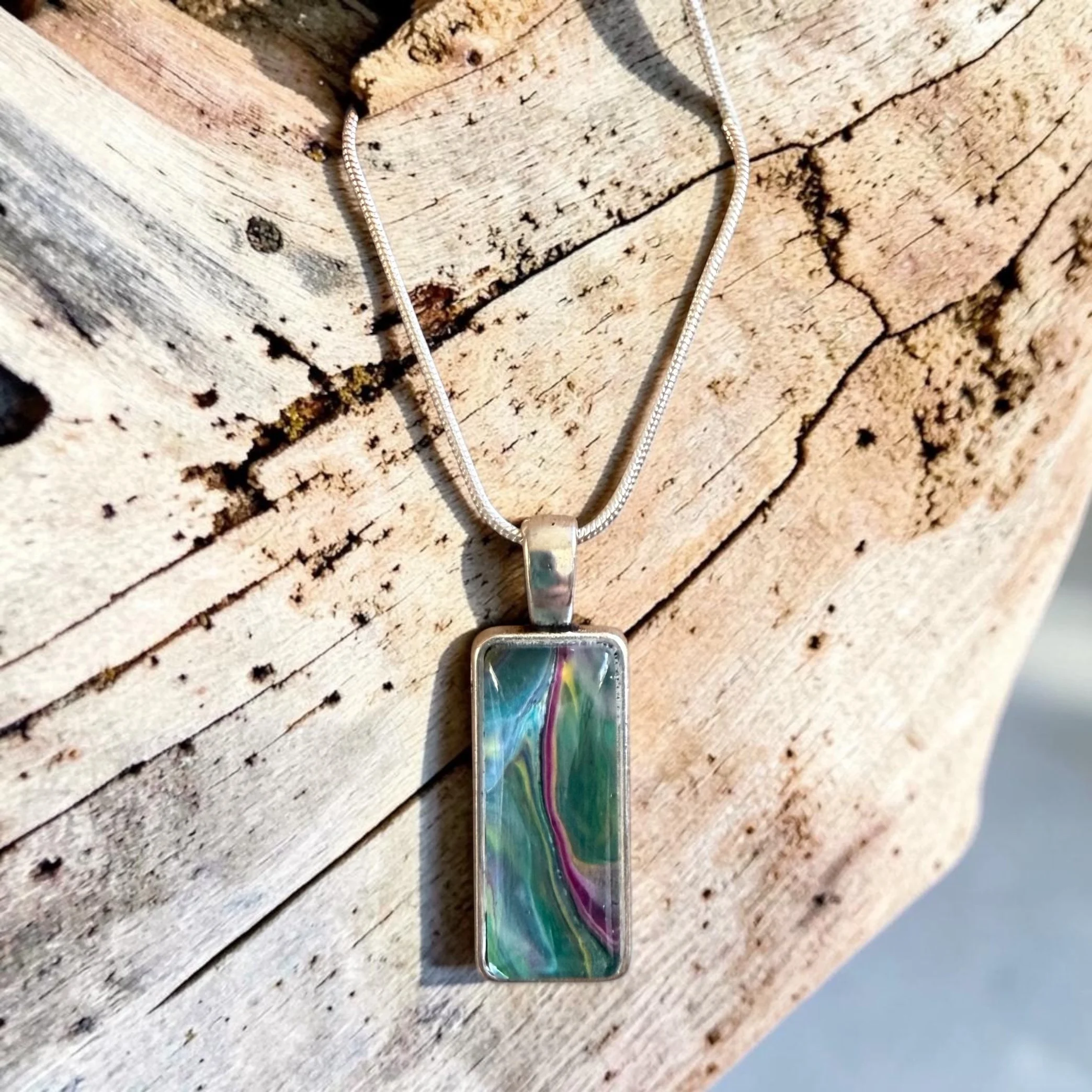 Pour Painting Rectangle Pendant Necklace
$35
