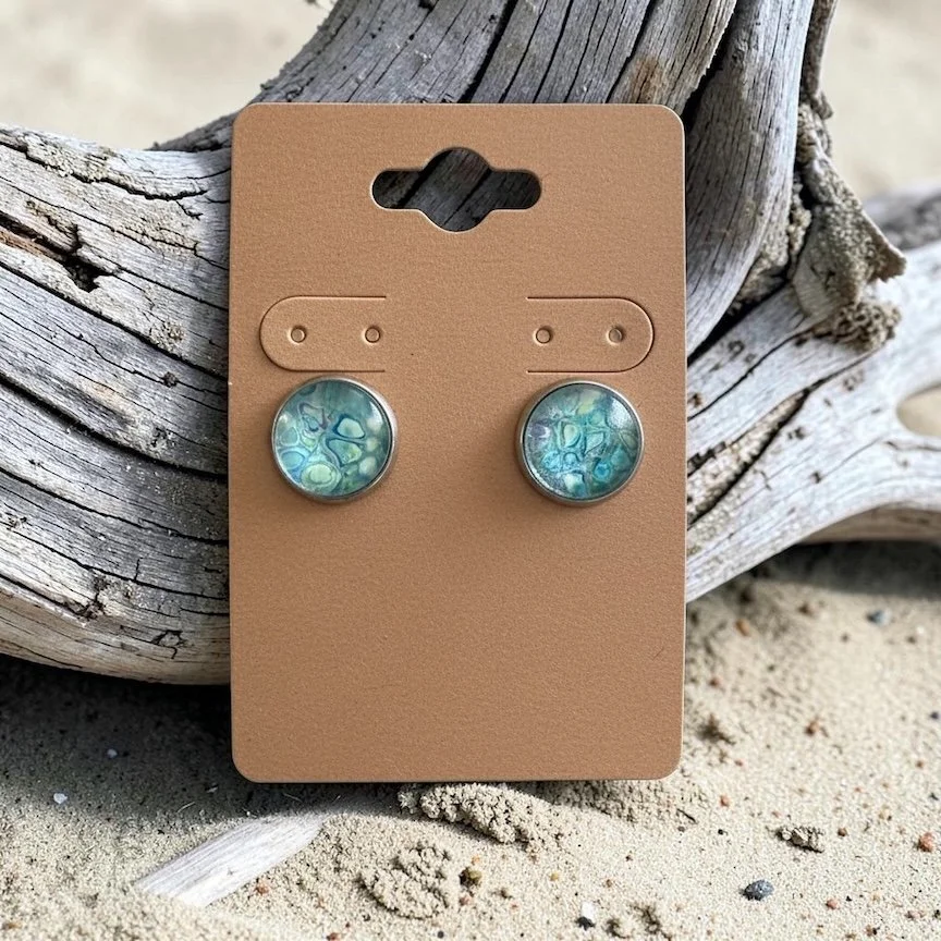 10mm Stud "Pour Paintings" Stainless Steel Earrings.
$20