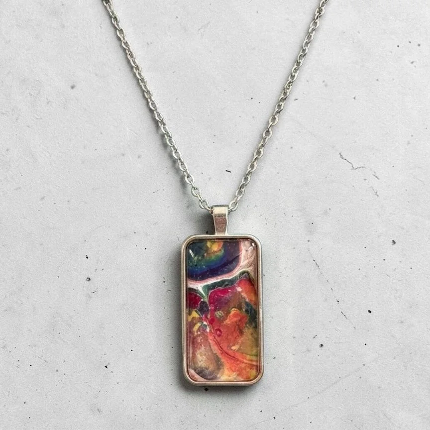 Pour Painting Rectangle Pendant Necklace
$35
