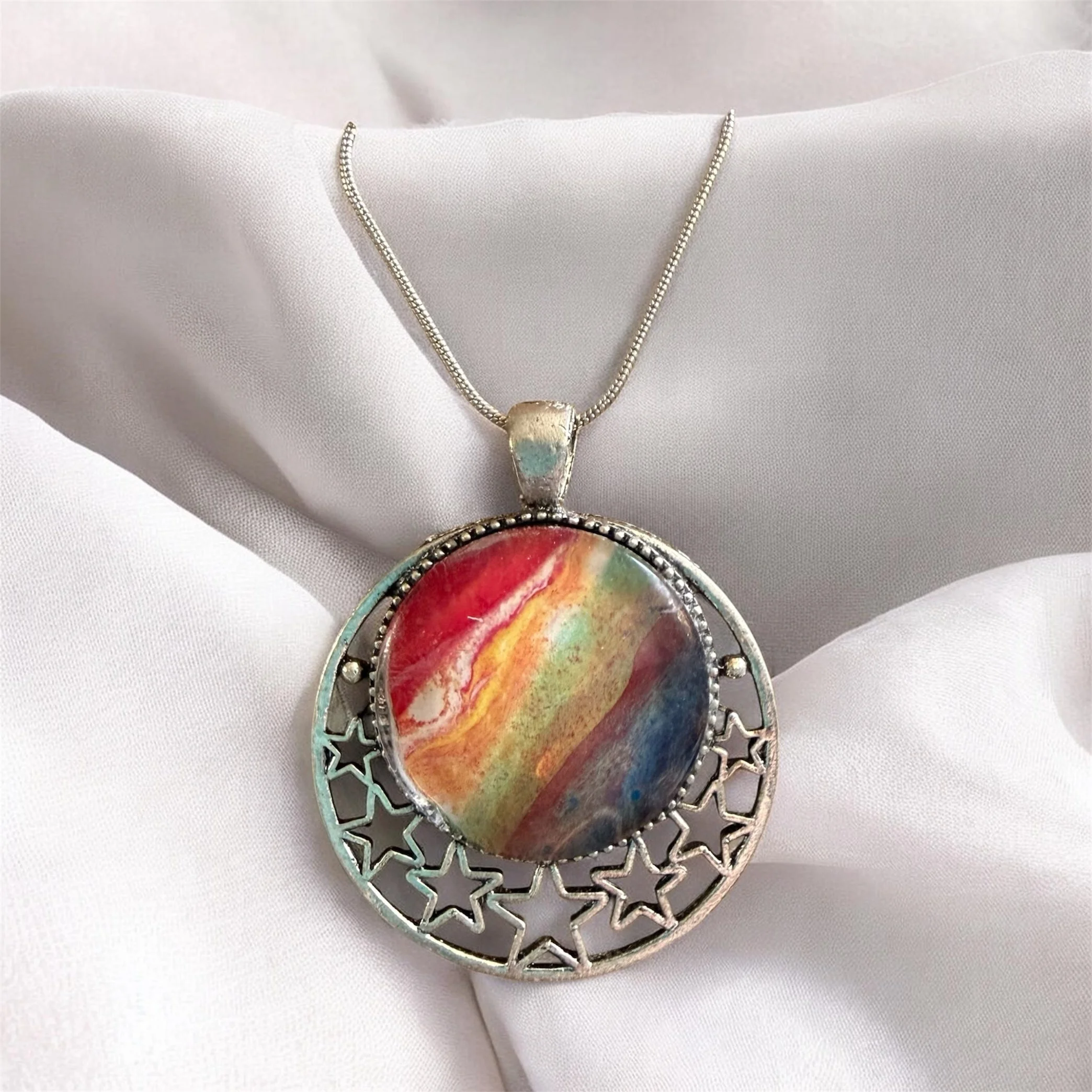 Pour Painting Rainbow Star Necklace
$35