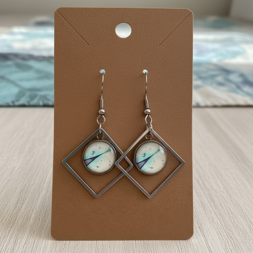 12mm Pour Painting Square Earrings with Stainless Steel Hooks
$35