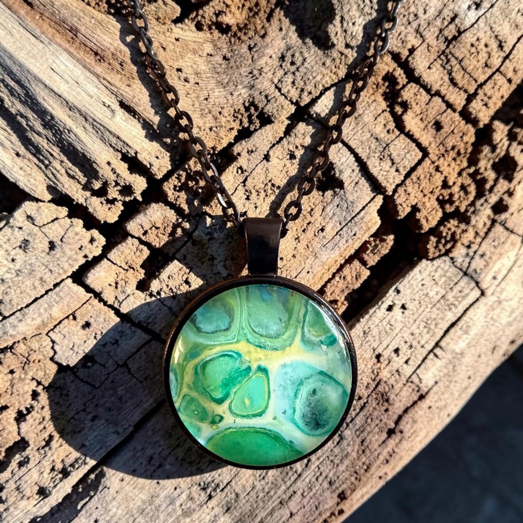 Black Circle Necklace Light Green and Yellow 1 copy.JPG