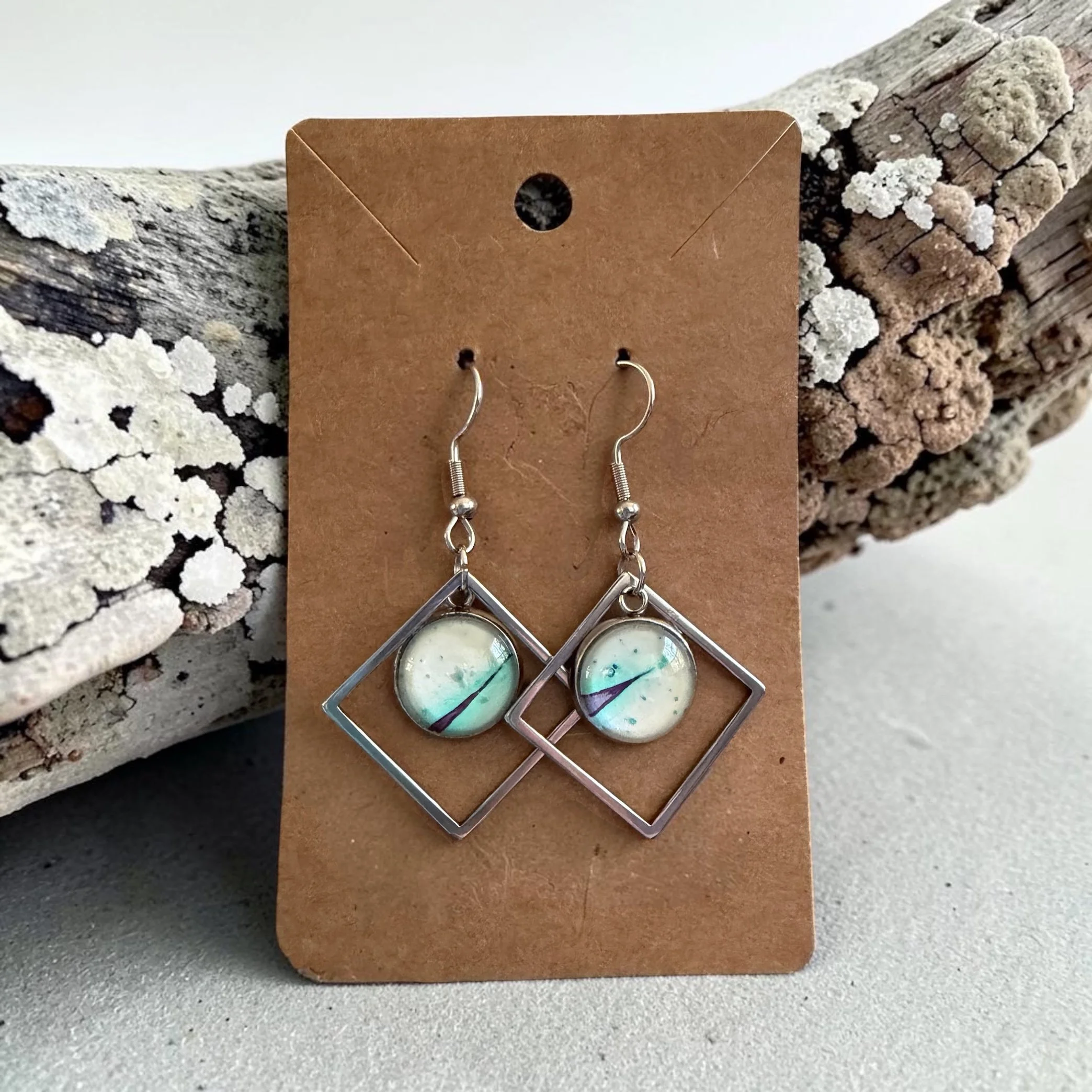 Square Dangle Earrings White and Green 2 copy.JPG
