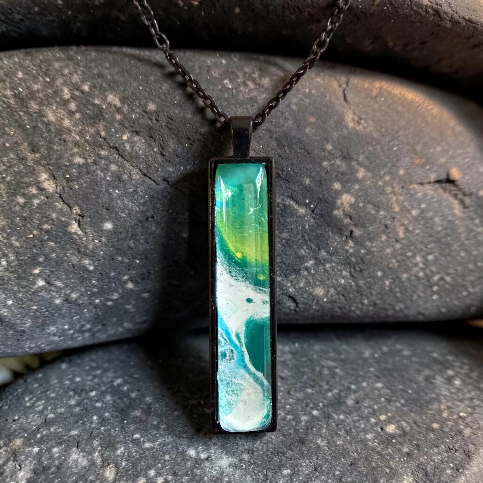 Black Rectangle Necklace White and Emerald Green 2 copy.JPG