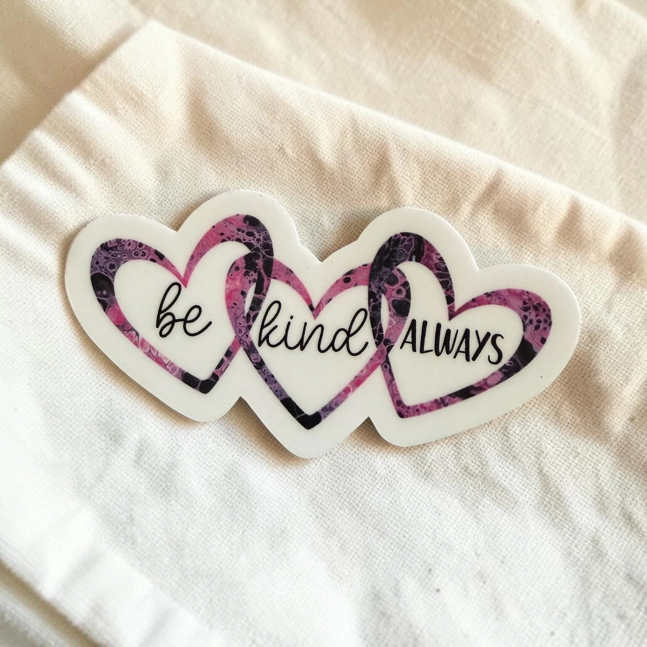Be Kind Always-Black and Pink Hearts Sticker
$4