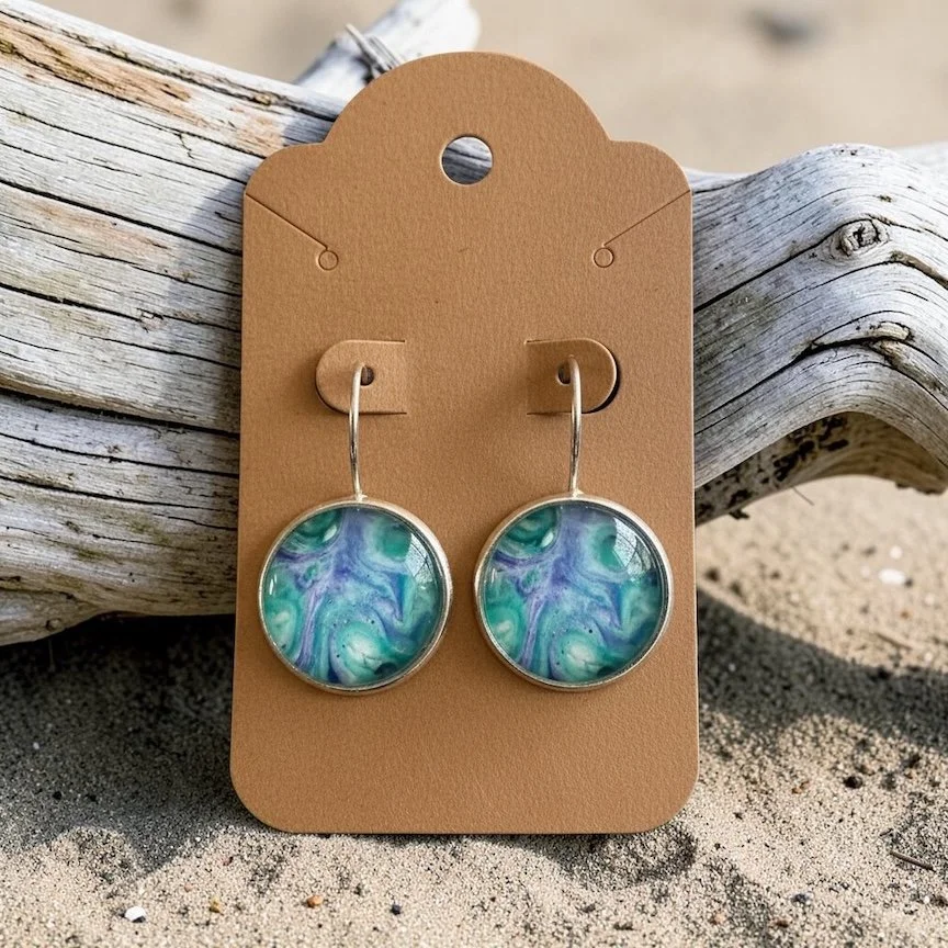 Drop Pour Painting Earrings made with Stainless Steel Hooks
$35