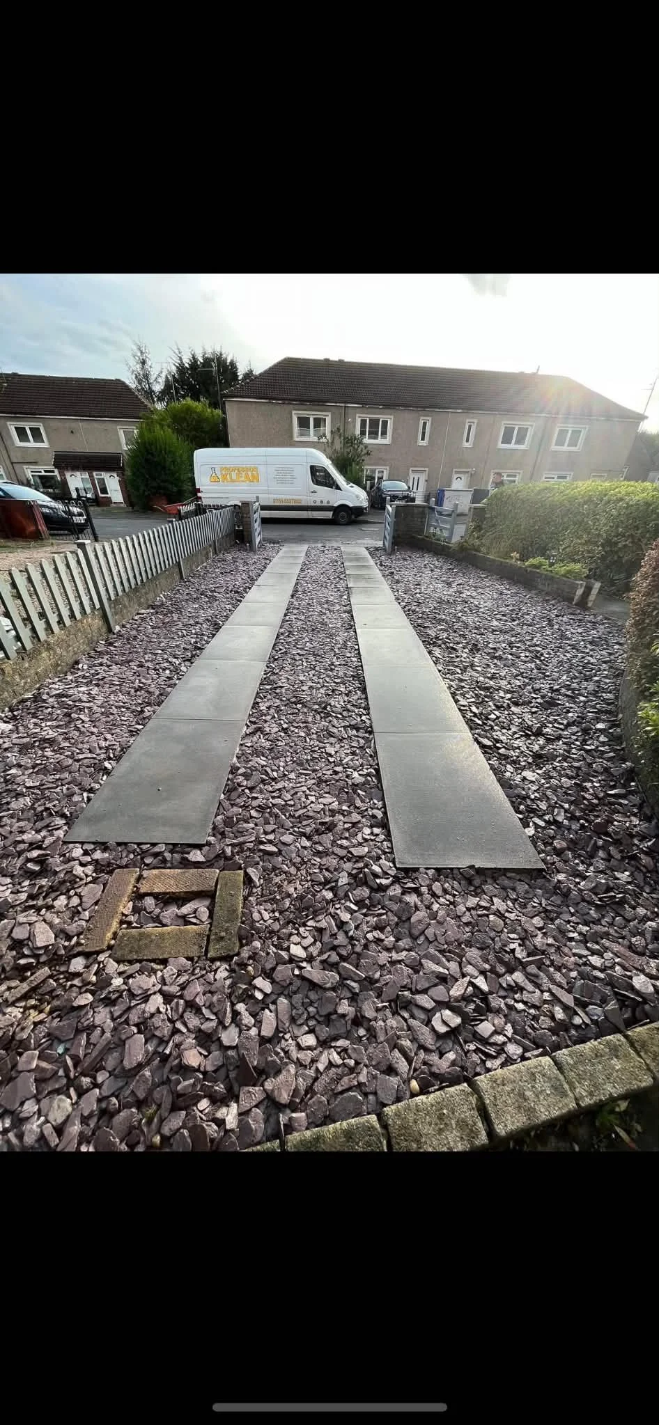 1 car driveway installed by professor kleen, slate aggregate