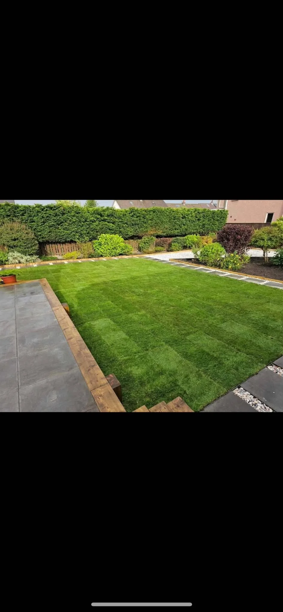 New Turf laid, part of a whole garden landscape