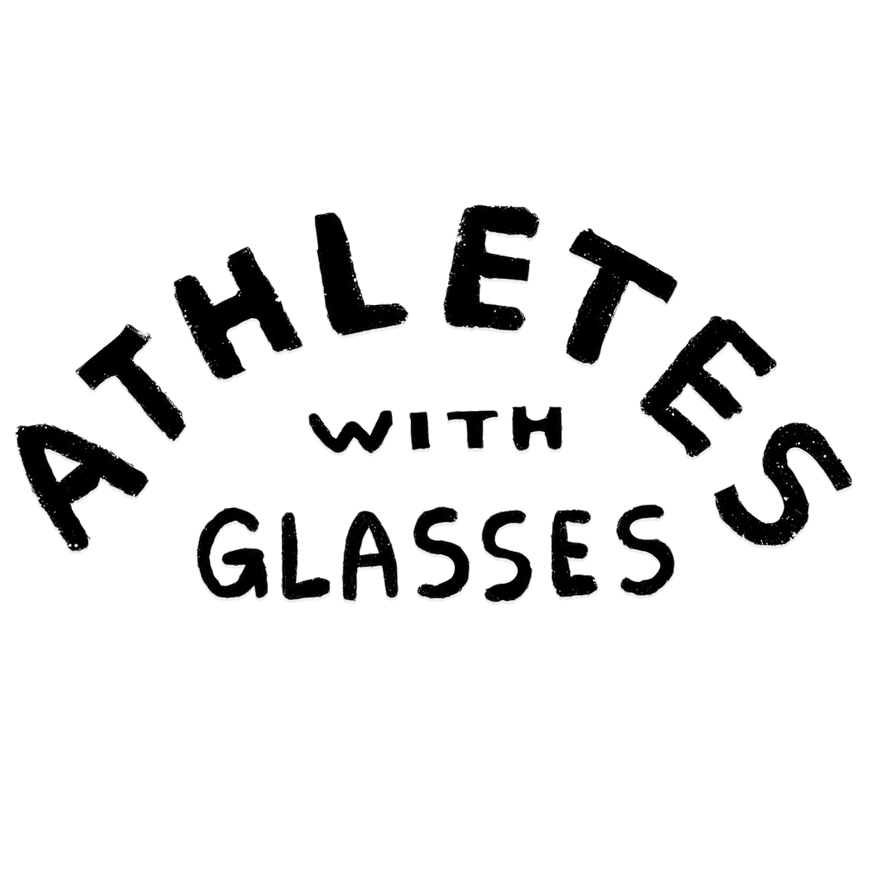 Text reading 'Athletes with Glasses' on a black background