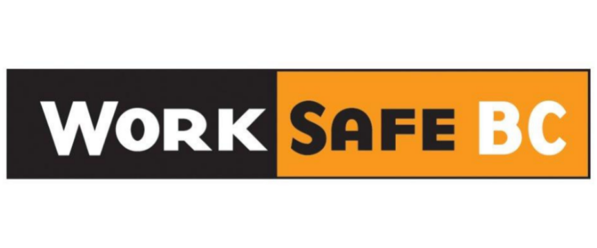 WorkSafeBC logo with black, orange, and white colors and bold text