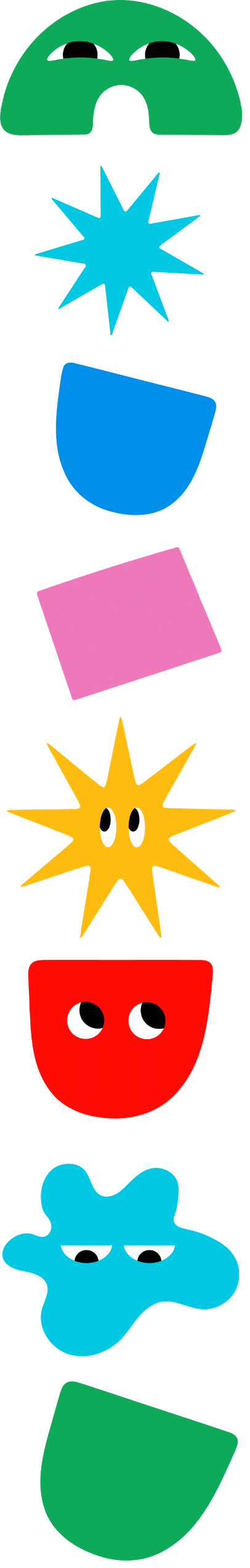 A vertical stack of colorful, cartoon-style shapes with facial expressions, resembling animated objects, graphic for AltPlay