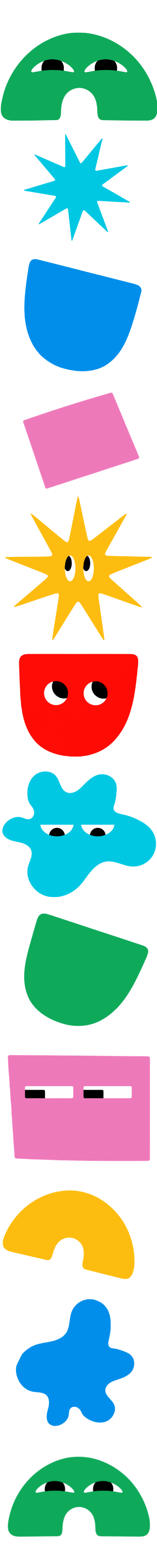 A vertical stack of colorful, cartoon-style shapes with facial expressions, resembling animated objects, graphic for AltPlay