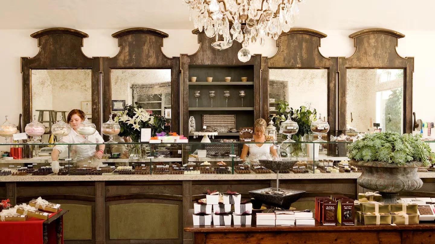 Artisan chocolate shop and café interior near the Matakana Coast, New Zealand.