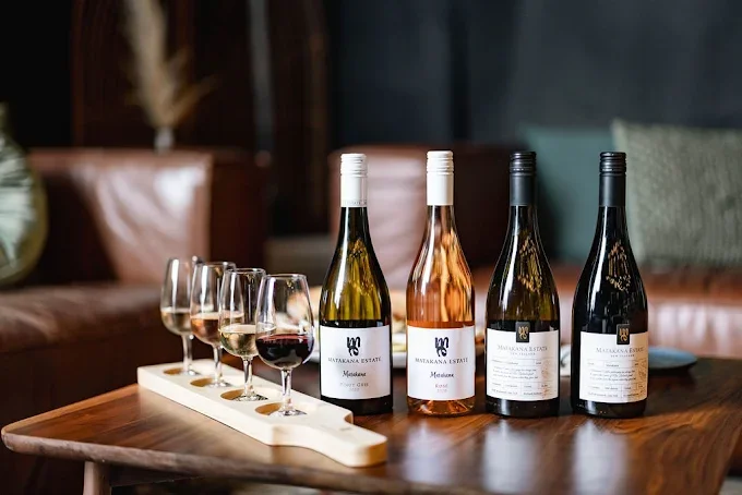 Wine tasting experience featuring local Matakana wines near Woodhouse Mountain Lodge.