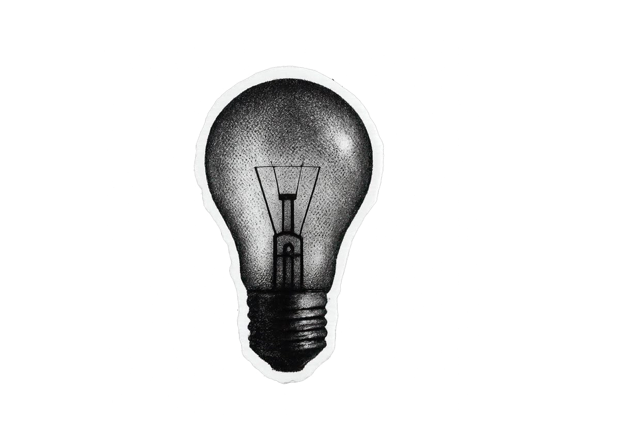 A screentone graphic of a lightbulb