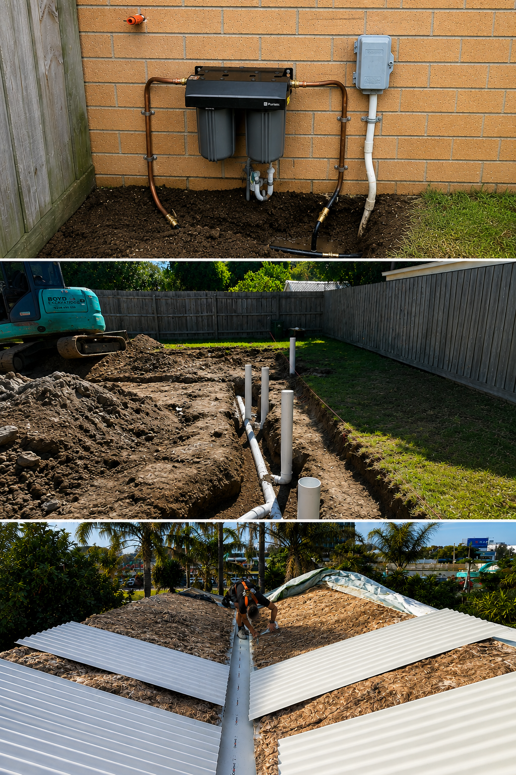 LPD Plumbing completed a water filtration system installation, underground plumbing and drainage installation, and residential roofing installation as part of its professional plumbing, drainage, and roofing services.