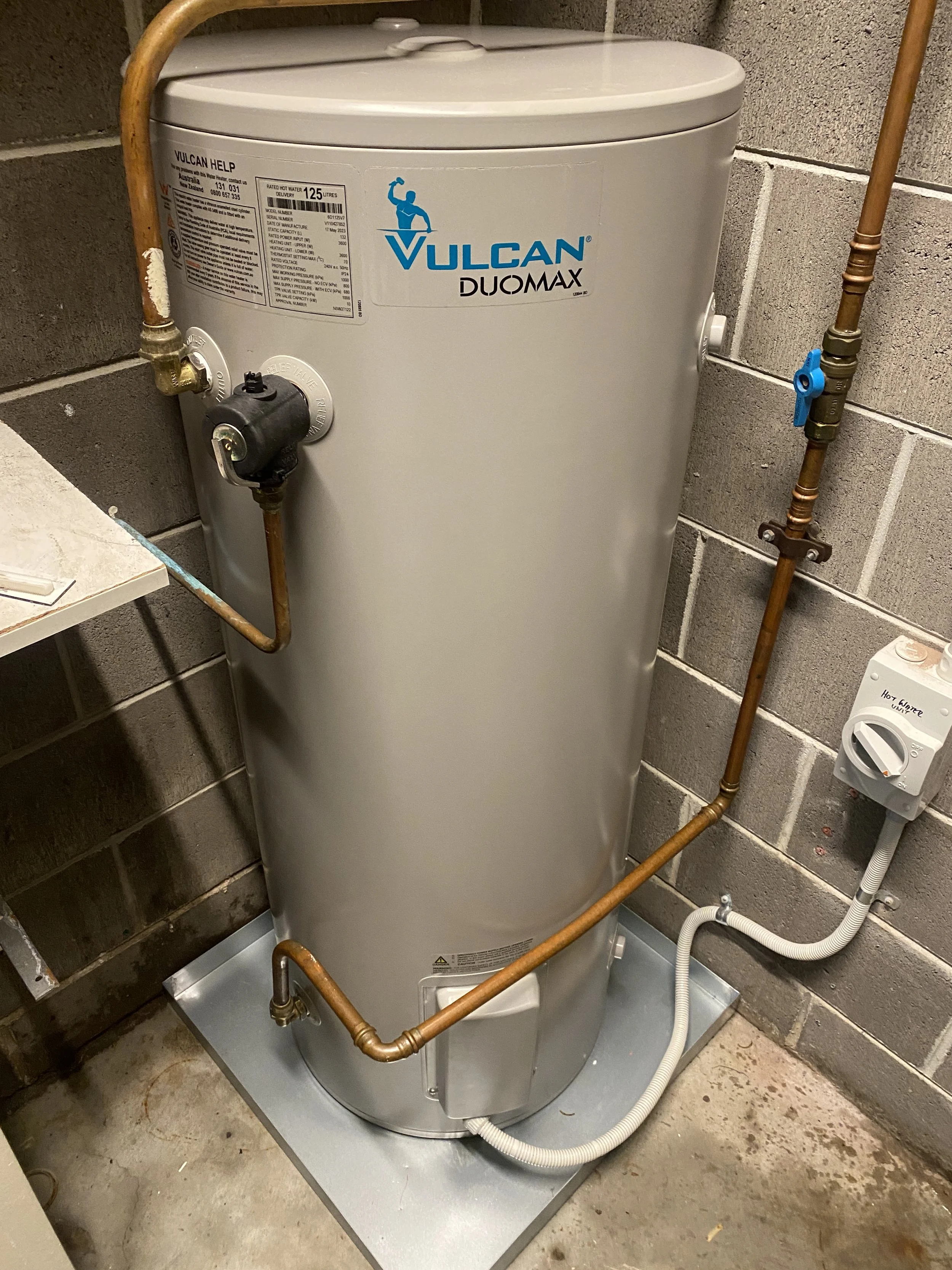 New residential hot water system installation completed by licensed plumbers at LPD Plumbing & Roofing.