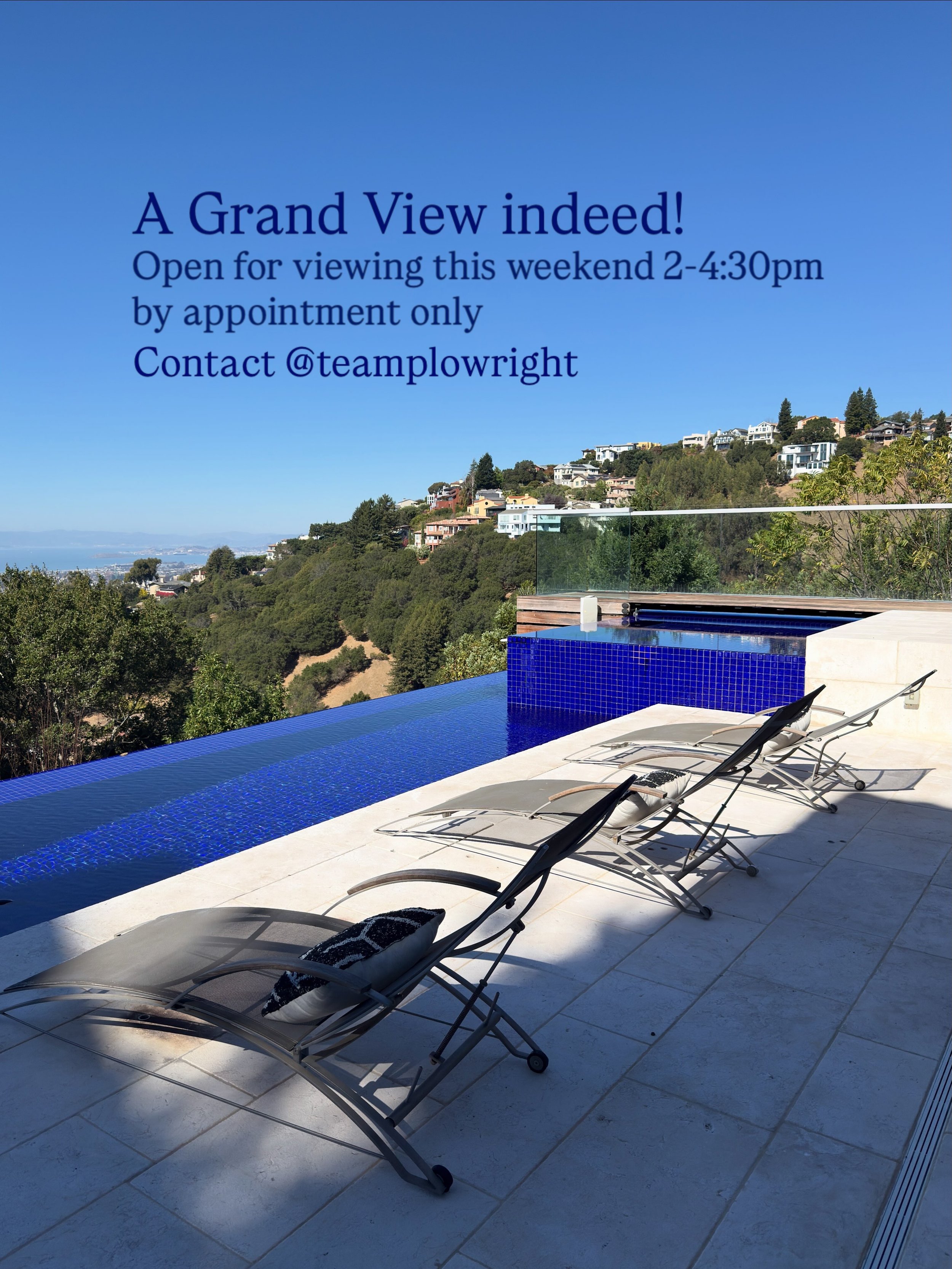 This weekend, both Saturday &amp; Sunday from 2-4:30, @teamplowright will be hosting an open house on the aptly named Grand View Drive!
⭐️ For those looking for their own perfect East Bay oasis who would like to attend, please contact @teamplowright 