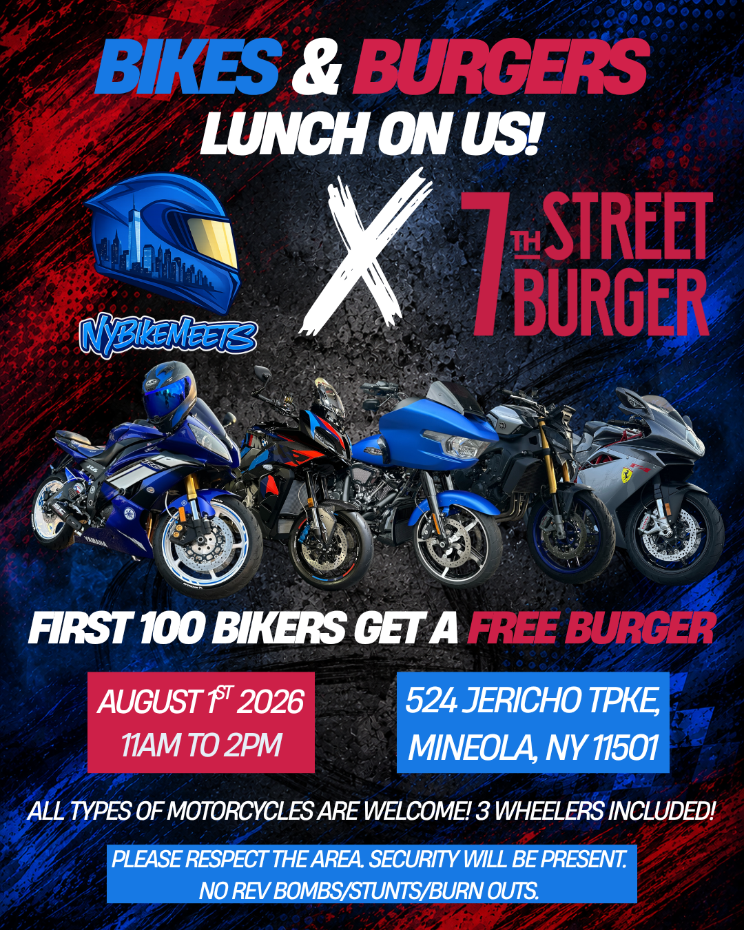 NY Bike Meets x 7th Street Burger Mineola