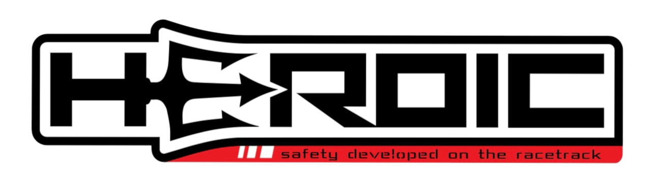 Heros Racing logo with a red banner that says 'safety developed on the racetrack'