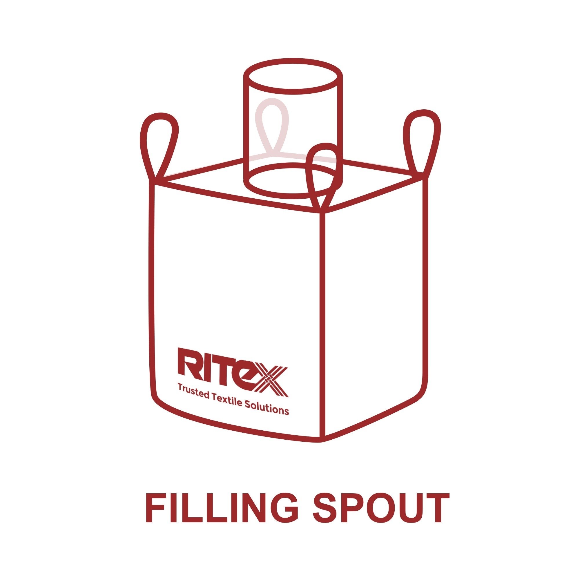 Illustration of FIBC with filling spout used in textiles