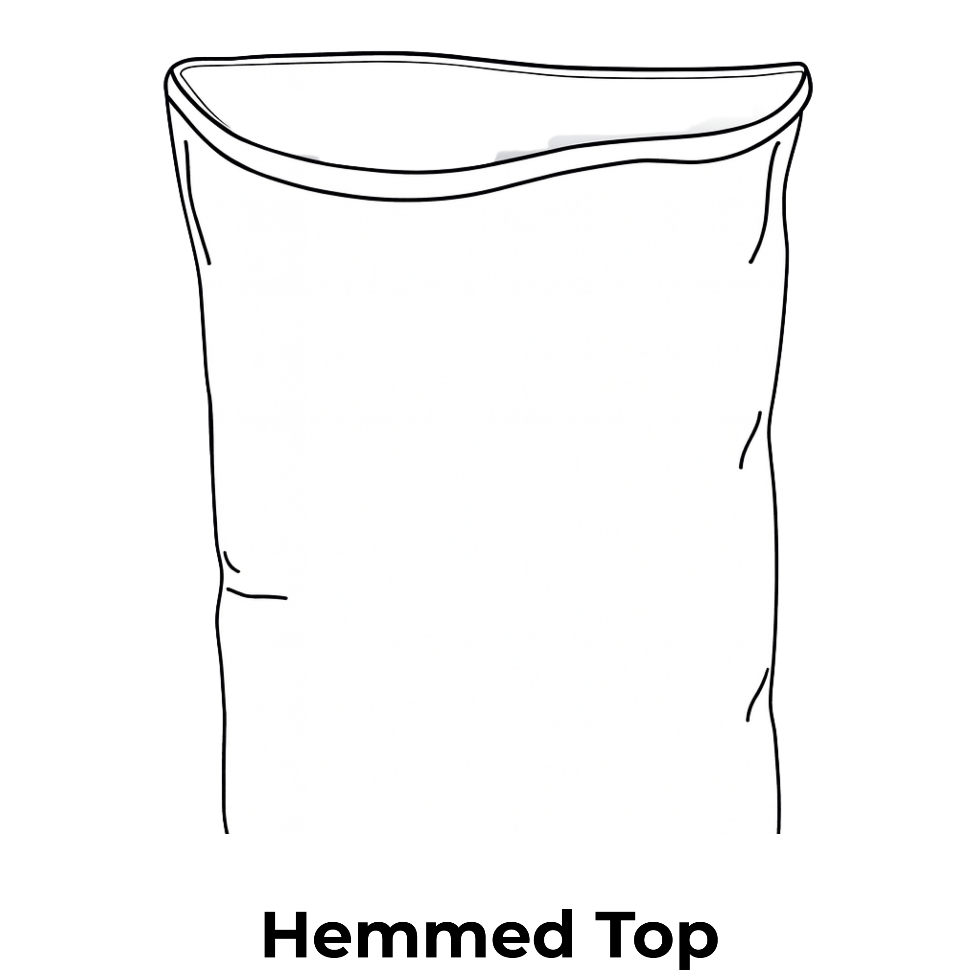 Hemmed top drawing of woven polypropylene bag
