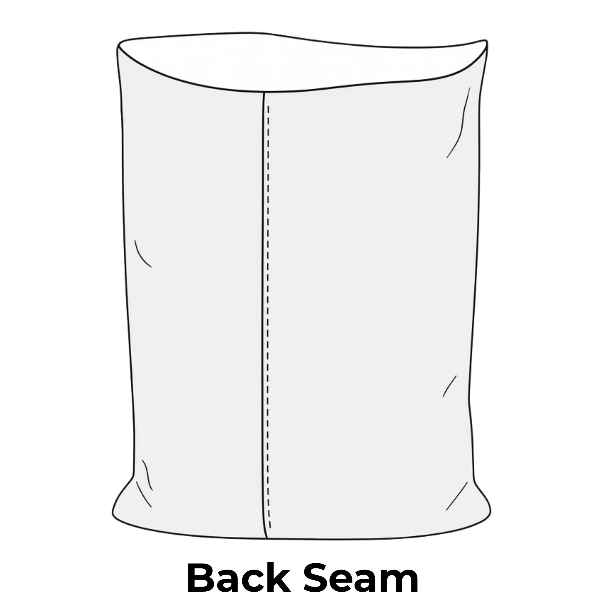 Illustration of woven polypropylene bag with a back seam