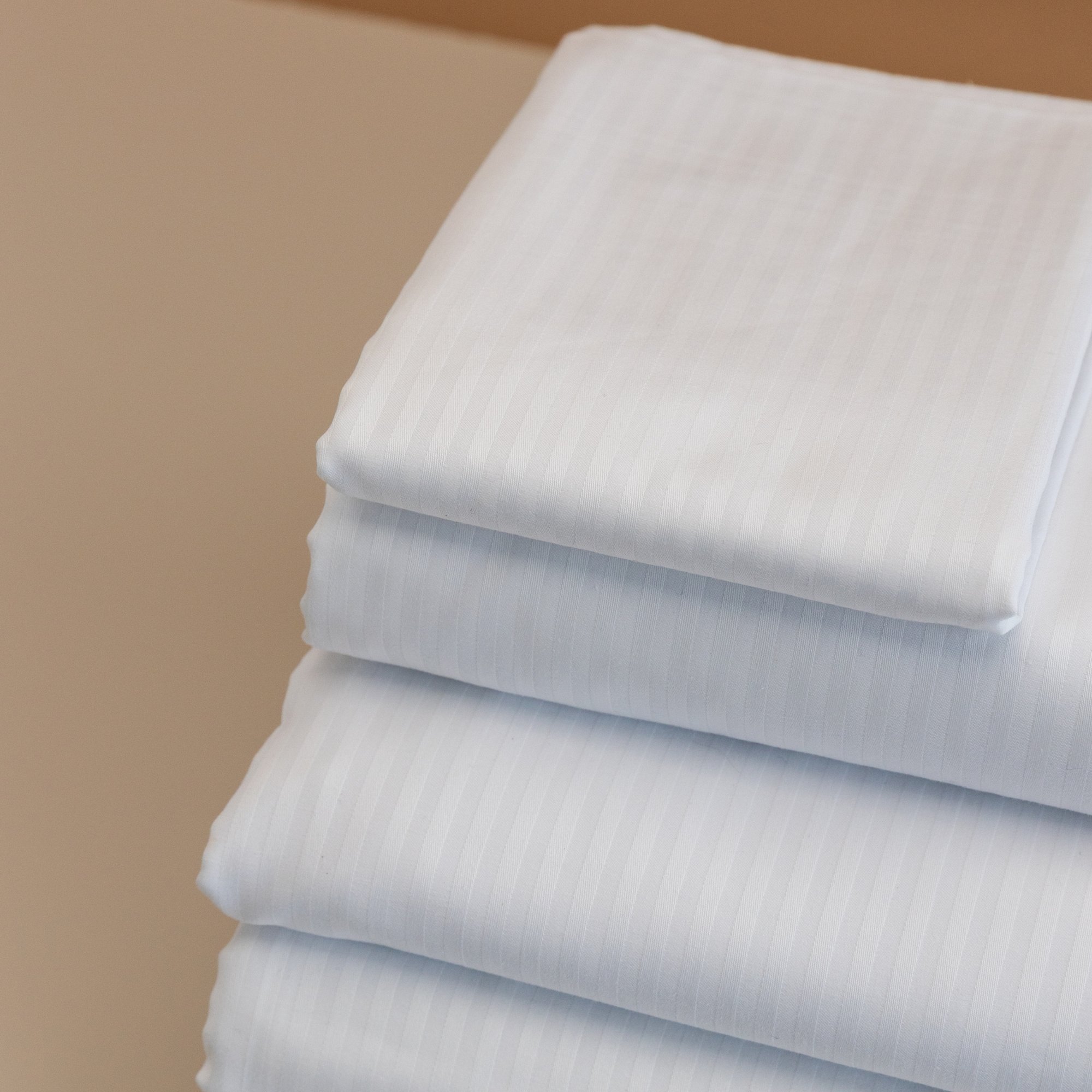 Stack of white 4mm Rutherford Striped Sheet set