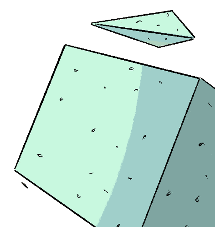 Illustration of a large glass of water with ice cubes on a black background.