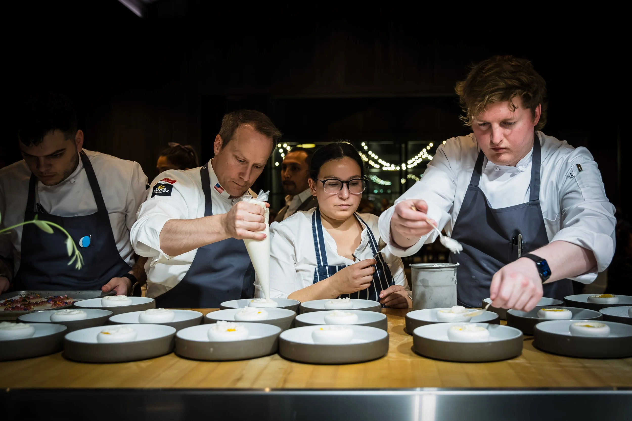 Chefs preparing dessert